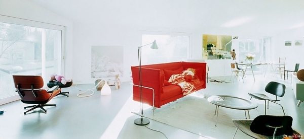 Raum Gestaltung Ideen-Rotes Sofa-Vitra