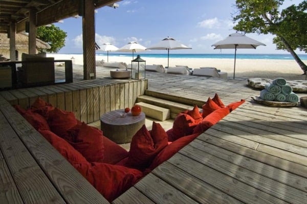 Rot Lounge Sitzgruppe Tief im Boden-liegend am Strand