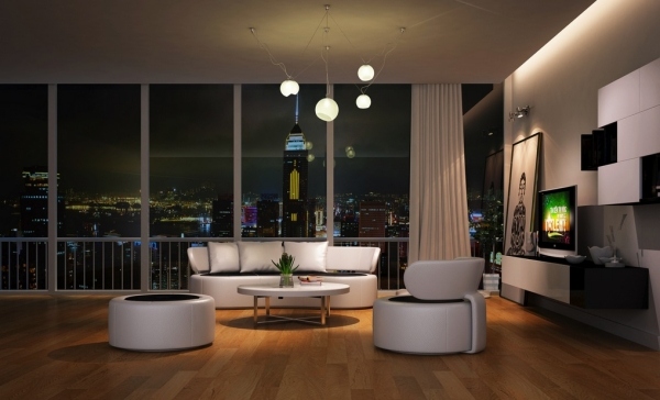 Schlichtes Möbeldesign Weiß Sofa-Set Kaminofen