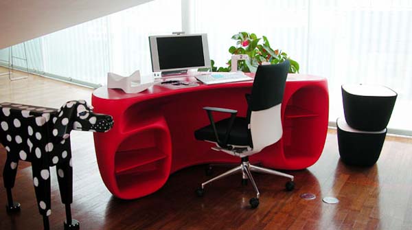 Schreibtisch Boabab rot Arbeitsplatz Gemütlich