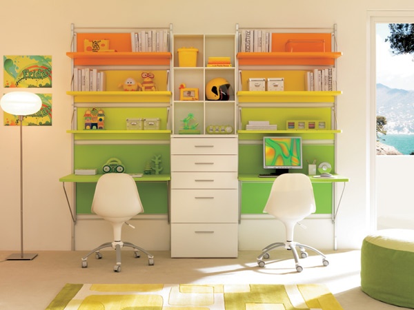 Schreibtisch Kinderzimmer gestalten Ideen-Schüler