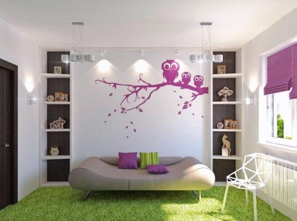 Ungewöhnliches Bettdesign Jugendzimmer-Lila Grün Wandtattoo