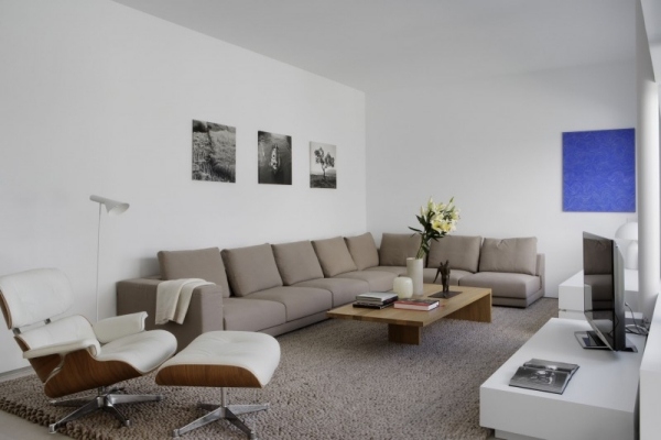 Wohnzimmer Einrichtung Wohnideen weiß-beiges Farbschema