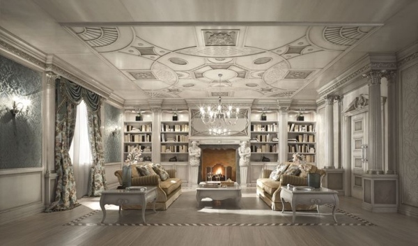 Wohnzimmer klassische Möbel Design Weiß-Marmor