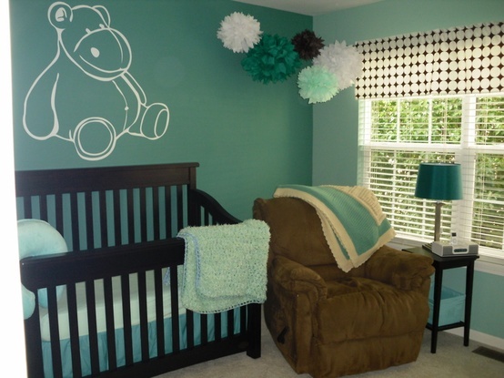 babyzimmer dekorieren pompoms hippo wandtattoo