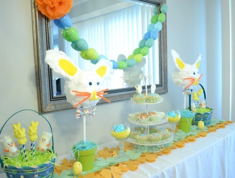 basteln-kindergeburtstag-party-dekoration-tischdeko-hasen-gelb-gruen-blau-idee