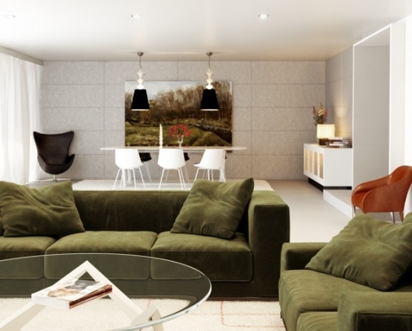  das wohnzimmer design einrichten grünes sofa