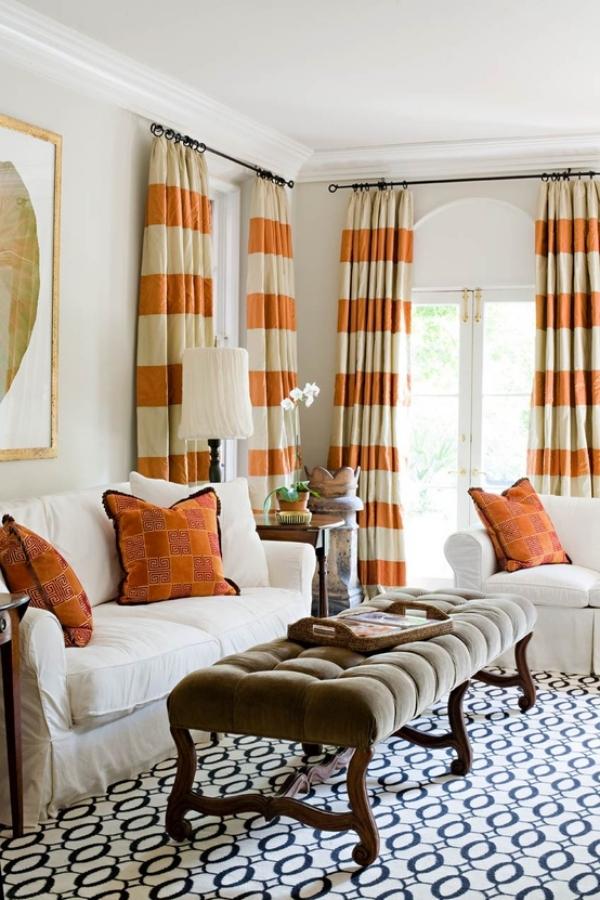 die passenden gardinen fürs wohnzimmer auswählen orange