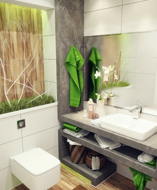 grüne Farbe Badezimmer Design Ideen