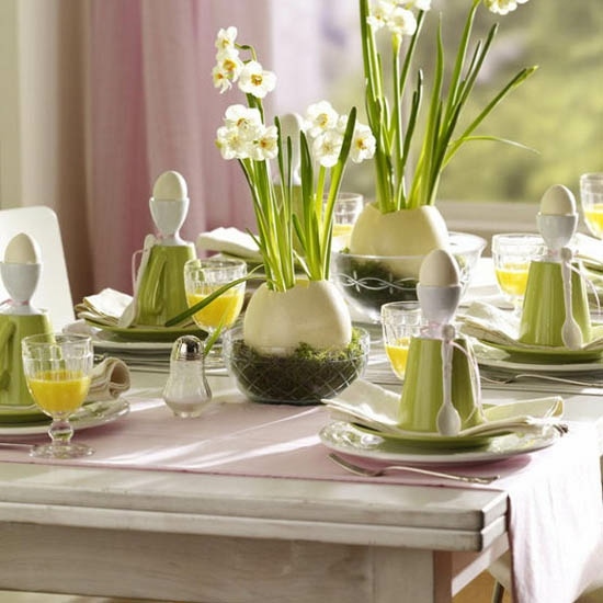 grüne Tischdeko-Idee Ostern