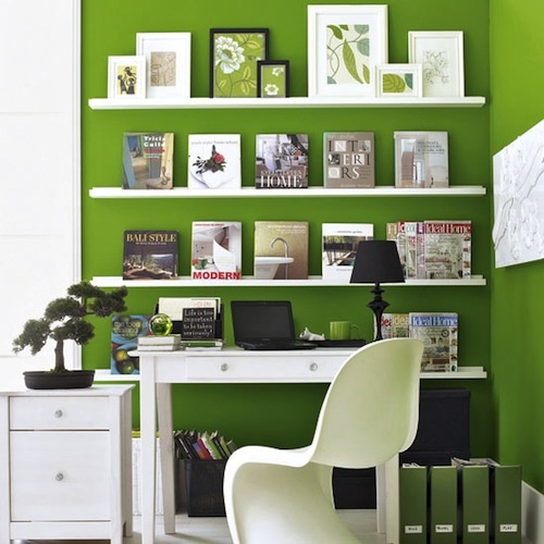 grüne Wand Home Office Frühling Farben