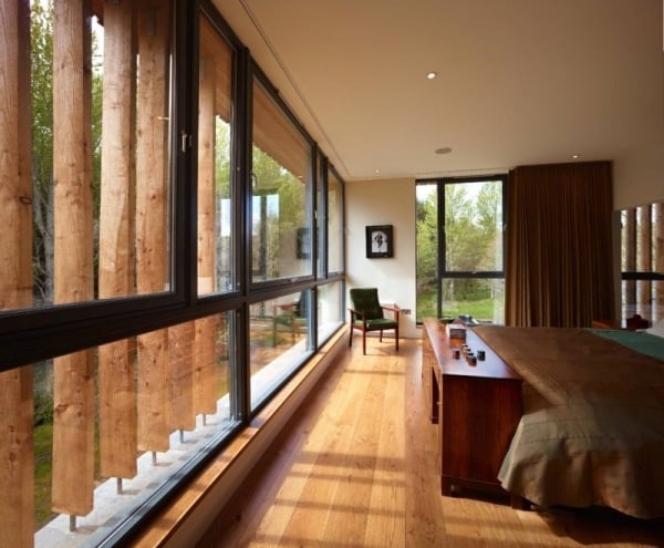 haus von rural design schottland schlafzimmer holzboden glas schiebefenster