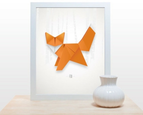 kreative Wand Gestaltung Kinderzimmer-Origami Fuchs