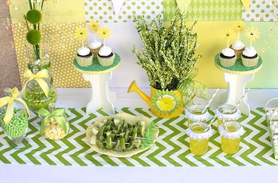kreative ideen partydekoration mit frühlingsmotiven grün gelb