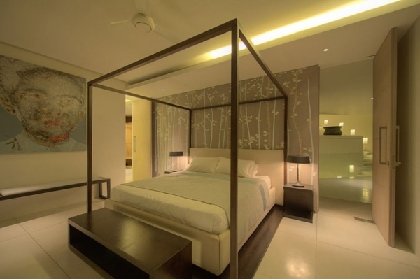 luxus ferienhaus mit innovativem architektur in thailand schlafzimmer