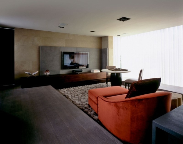 minimalistische Wohnwand-oranges Sofa 