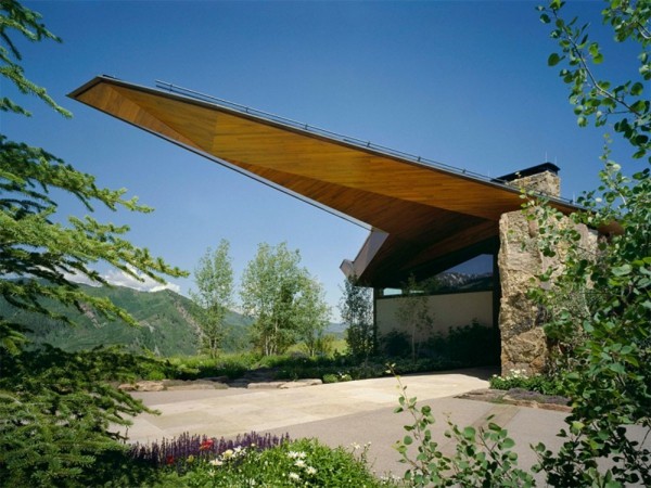 moderne Berghütte-Steinfassade 