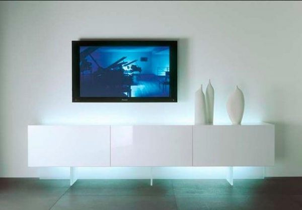 moderne sideboards acerbis hochglanz weiß beleuchtung tv