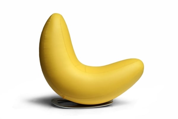 moderner schaukelsessel design leder banane gelb