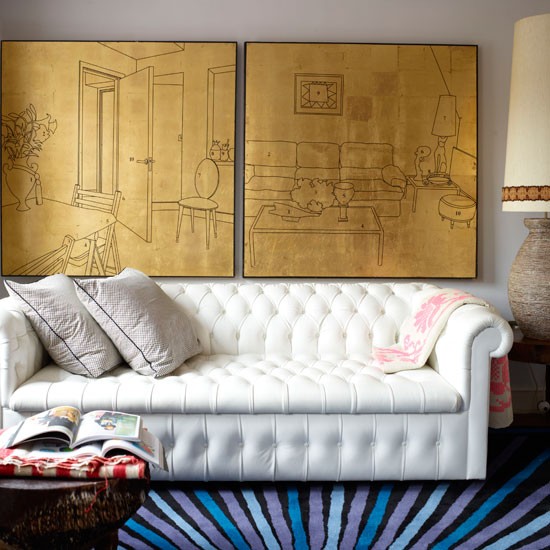 moderner weißer Leder Couch-Wohnzimmer 