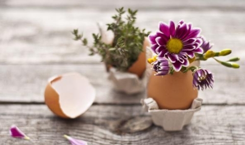 osterdeko ideen für vase aus eierschale natürlich