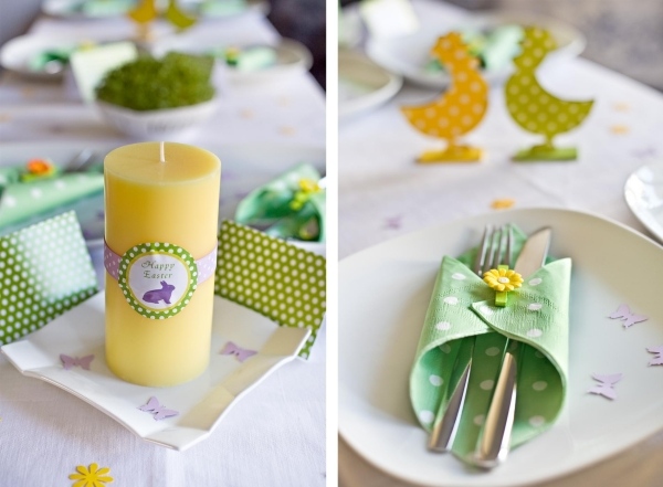 reizvolle Tischdekoration Frühling zu Ostern dekorieren