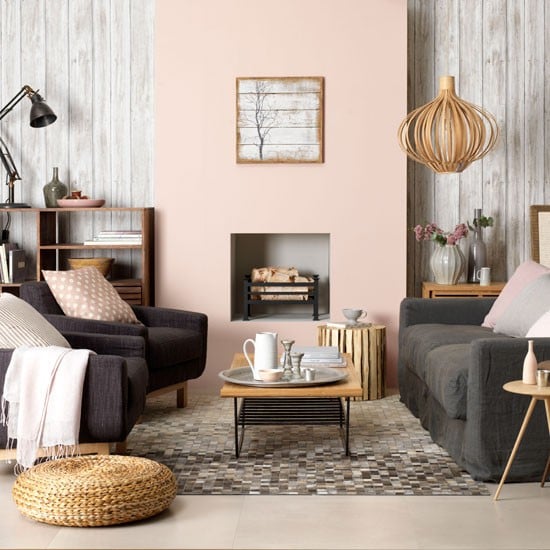 romantisches Wohnzimmer-rosa-grau Landhausstil