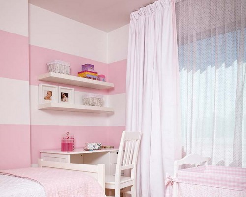 rosa Kinderzimmer Wandstreifen