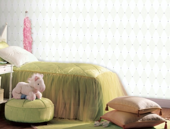 rosa grün beige Farbe-Mädchenzimmer 