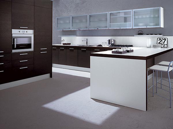 schwarz weiße Küche Design Idee