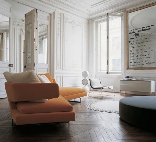 sofa ideen für modernes wohnzimmer orange
