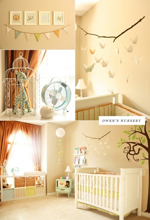 süßes Babyzimmer-Origami Wandgestaltung