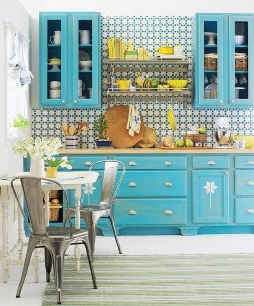 türkise blau grüne Küche Gestaltung 