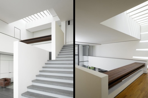 Architektenhaus Innenraum Design-weiß Treppenhaus