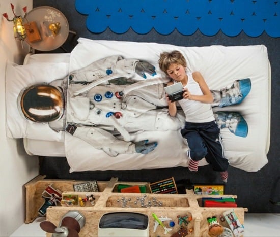 Austronaut Bett Kinderzimmer Bettwäsche kreative 