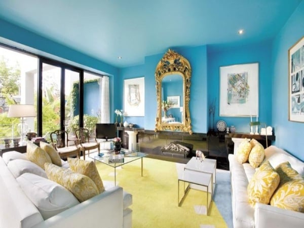 Decke blau Innen design-Wohnzimmer