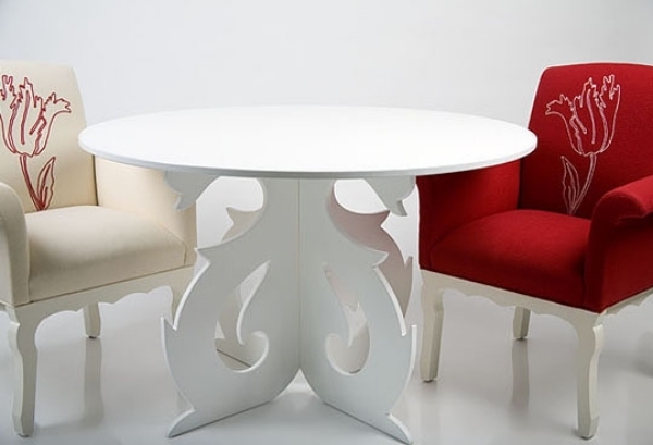 Design Polstermöbel-Sessel rot-weiß