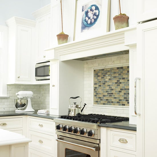 Fliesen an der Küchenrückwand marmor landshaus weiß