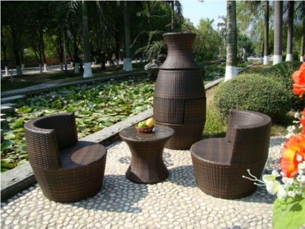 Garten Gestaltung Patio-Set Rattan Möbel