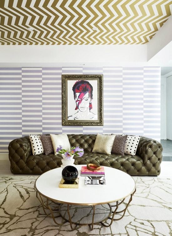 Geometrische Muster Deckengestaltung-Wohnzimmer Trends
