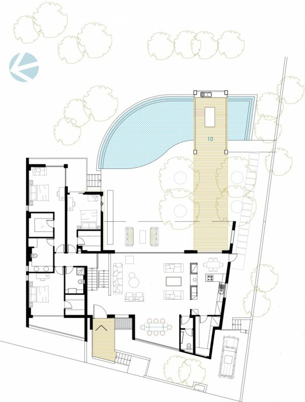 Haus Bauplan-Grundriss Gartenplan