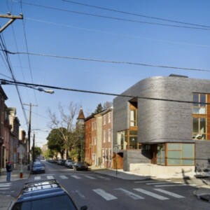 Haus Ecke Architektur USA-graue Fassade