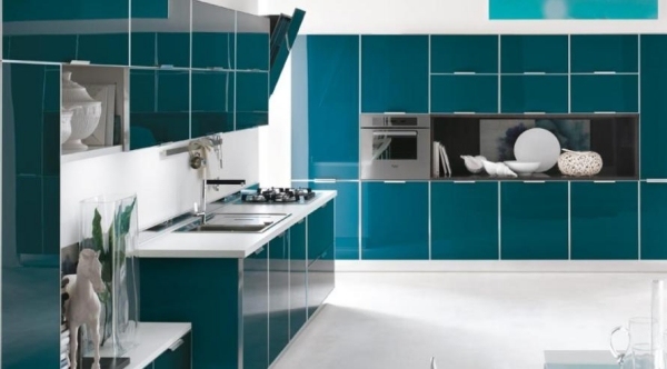 Hochglanz Küchen Stosa Cucine einbaugeräte türkisblau