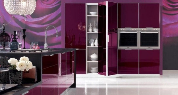 glanzvolle-Küche mit einbaugeräten violett Stosa-Cucine 