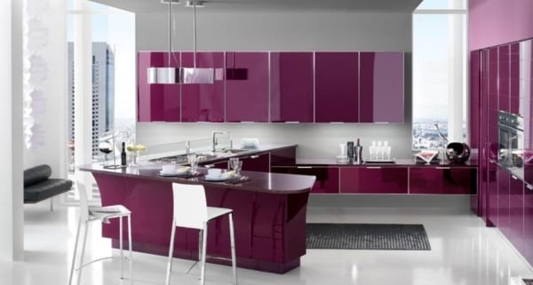 glanz-Küchen modern purpur lila weiß