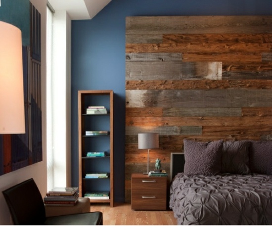 Holz Europaletten Wand-Schlafzimmer