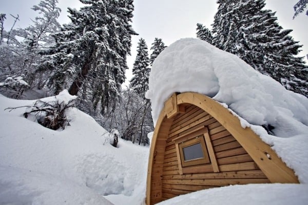 Holz Hotel-Iglu Skigebiet Schweiz