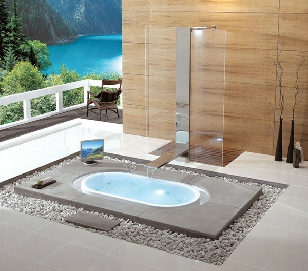 Kieselsteine Badezimmer gestalten luxuriöse Gestaltung