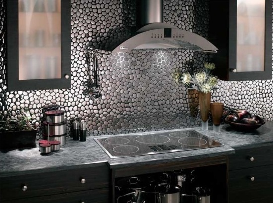 Küchen Rückwand Mosaikfliesen-schwarz