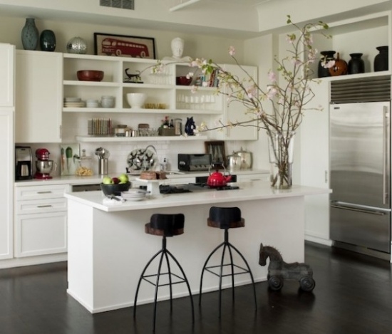 Küchen offene Regale-Weiß Hocker Design